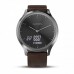 Умные часы Garmin vivomove HR серебряные с темно-коричневым кожаным ремешком